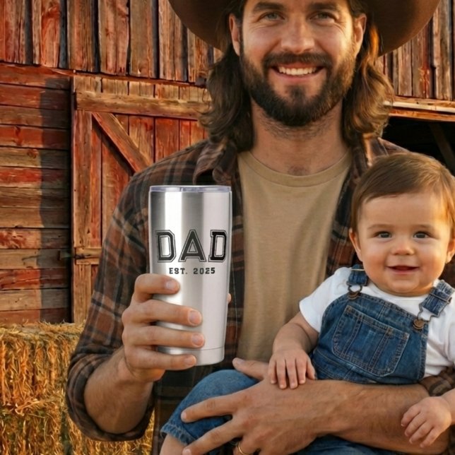 Dad Established Bold Black Year New Dad Gift Insulated Tumbler (Creator Uploaded)
