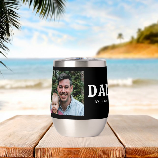 Dad Established Bold Modern Black Photo (Beach (Rotated))