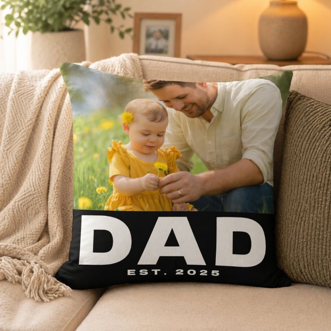 Dad Established Bold Modern Photo Cushion (Creator Uploaded)