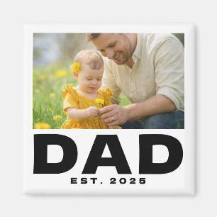 Dad Established Bold Photo Gift Magnet