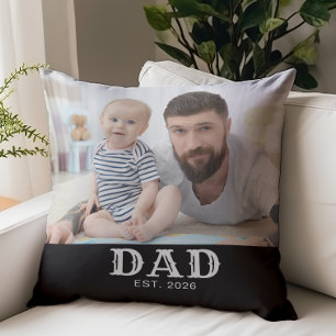 Dad Established Bold Typography Photo Cushion