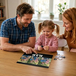 Dad Established Bold White & Black Modern Font Jigsaw Puzzle