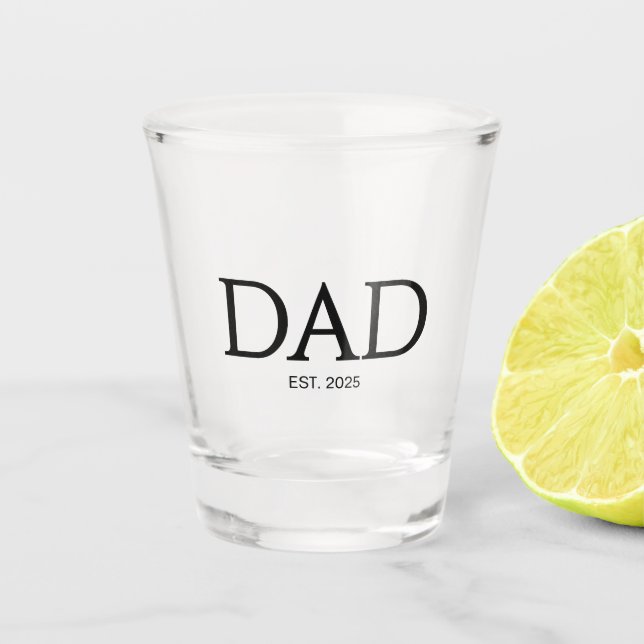 Dad Established Classic Caps Black Shot Glass (Front)