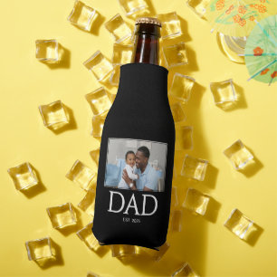 Dad Established Classic Caps Photo Bottle Cooler