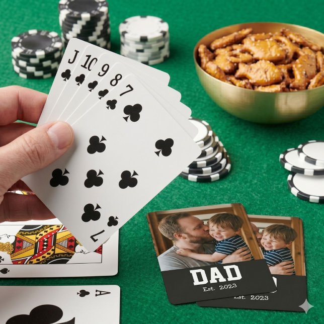 Dad Established Custom Modern Bold Text Playing Cards (Creator Uploaded)