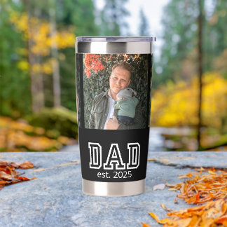 Dad Established Custom Year 3 Photo Insulated Tumbler