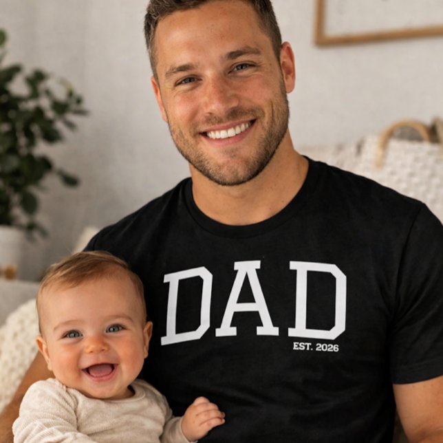 Dad Established Customisable Year Father's Day  T-Shirt (Creator Uploaded)
