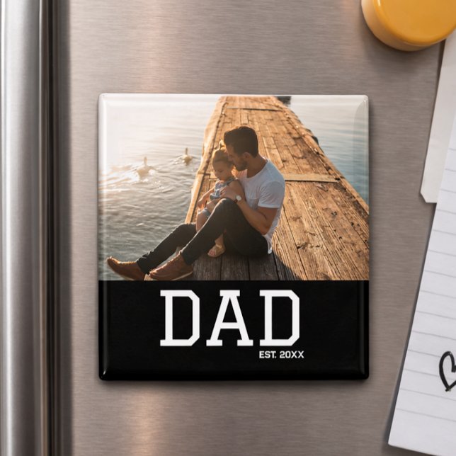Dad Established Customizable Father's Day Photo Magnet (Creator Uploaded)