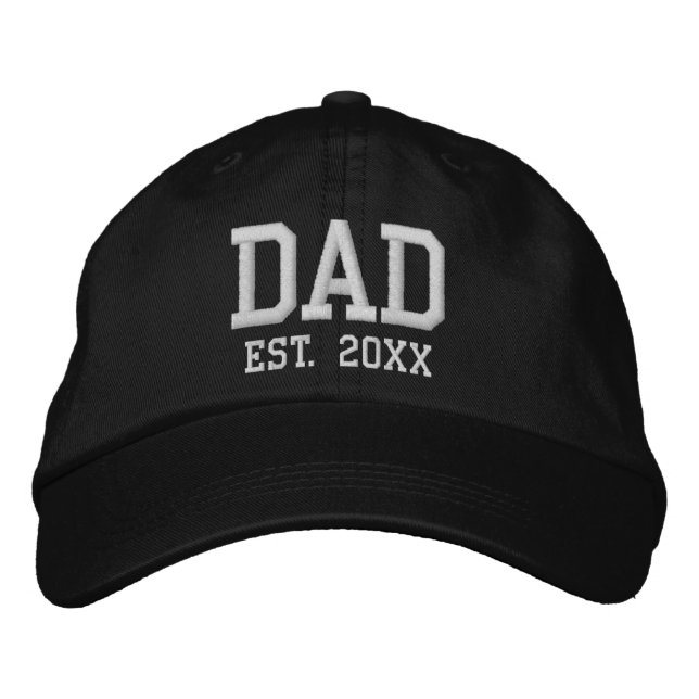Dad Established date black white custom athletic Embroidered Hat (Front)