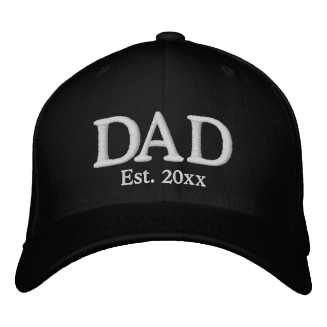 Dad Established date black white custom modern Embroidered Hat (Front)