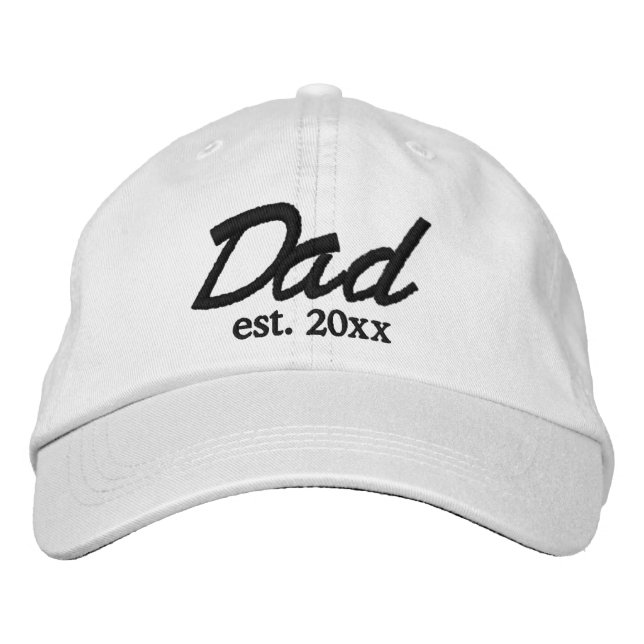 Dad Established date black & white custom script Embroidered Hat (Front)