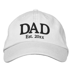 Dad Established date white black custom modern Embroidered Hat