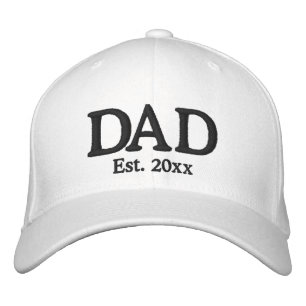 Dad Established date white black custom modern Embroidered Hat