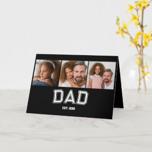 Dad Established Elegant 3 Photo Gifts Black Card