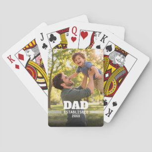 Dad Established Father Child Photo Gift Playing Cards