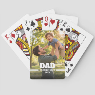 Dad Established Father Child Photo Gift Playing Cards