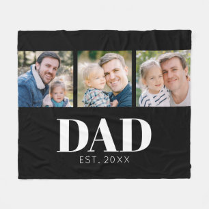 Dad Established Fathers Day 3 Photo Fleece Blanket
