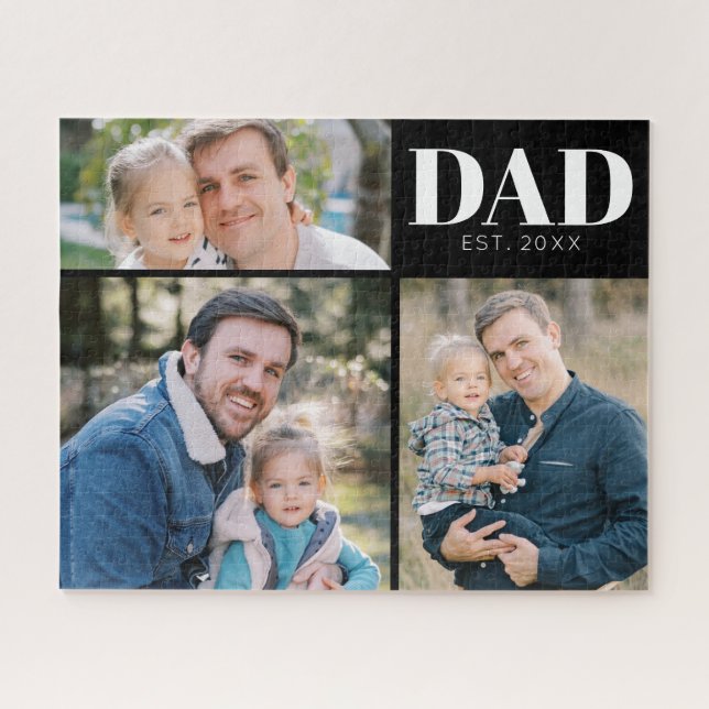 Dad Established Fathers Day 3 Photo Jigsaw Puzzle (Horizontal)