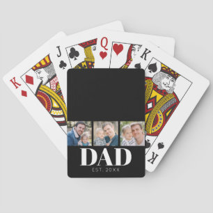 Dad Established Fathers Day 3 Photo Playing Cards
