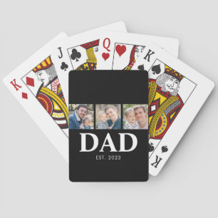 Dad Established Fathers Day 3 Photo Playing Cards