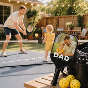 Dad Established Fun Bold Photo Pickleball Paddle