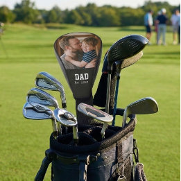 Dad Established Fun Bold Text Photo Golf Head Cover