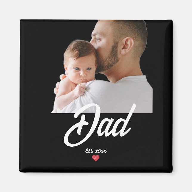 Dad Established Fun Script Photo Gift Magnet (Front)