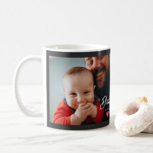 Dad Established Fun Script Photo Heart Gift Coffee Mug