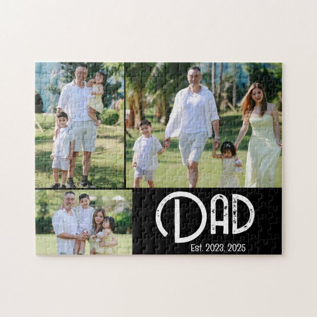 Dad Established Grunge text 3 photo Jigsaw Puzzle (Horizontal)