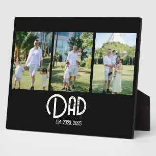 Dad Established Grunge Text 3 Photo Plaque