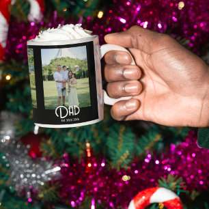 Dad Established Grunge Text Black 3 Photo Coffee Mug