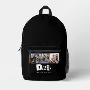 Dad Established Modern 3 Kids Photo Collage  Printed Backpack