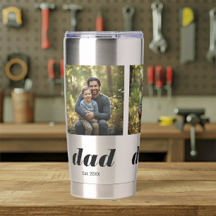 Dad Established Modern 3 Photo Insulated Tumbler