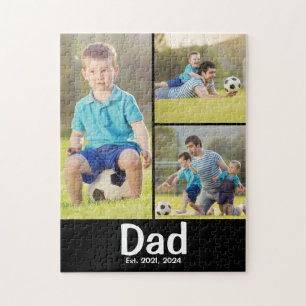 Dad Established Modern 3 Photo  Jigsaw Puzzle
