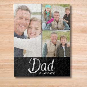 Dad Established Modern 3 Photo Jigsaw Puzzle