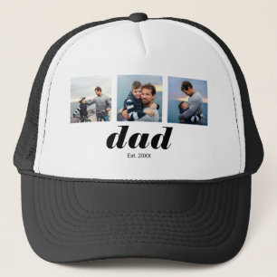 Dad Established Modern 3 Photo Trucker Hat
