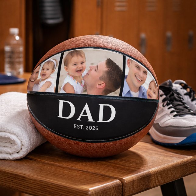 Dad Established Modern Black 3 Photo Basketball (Creator Uploaded)