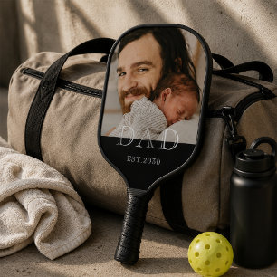 Dad Established Modern Black Photo Pickleball Paddle