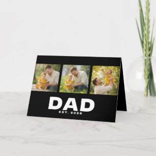 Dad Established Modern Bold Black 3 Photo  Card