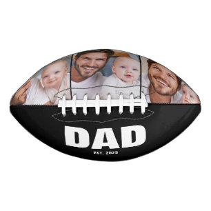 Dad Established Modern Bold Black 3 Photo Collage Football