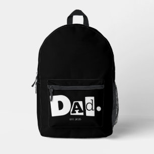 Dad Established Modern Bold Custom Year Black Printed Backpack