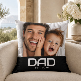 Dad Established Modern Bold Photo Cushion