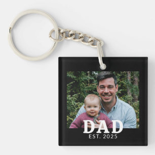 Dad Established Modern Bold Photo Gift  Key Ring