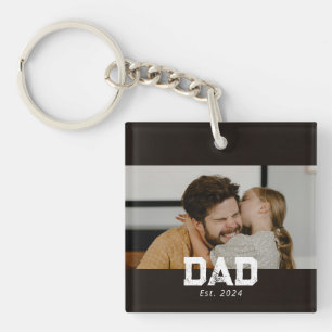 Dad Established Modern Bold Photo Key Ring