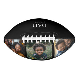 Dad Established Modern Bold Simple Black 3 Photo Football