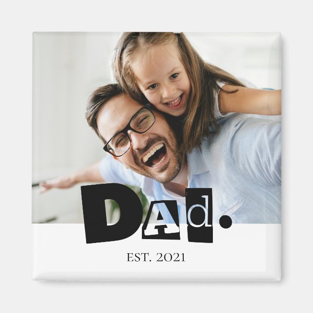 Dad Established Modern Custom Photo  Magnet (Front)