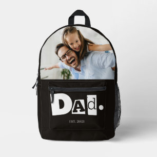 Dad Established Modern Custom Photo  Printed Backpack