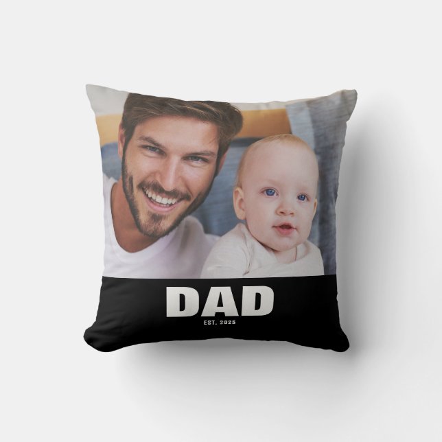 Dad Established Modern Photo Bold Cushion (Front)