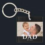 Dad Established Modern Photo Key Ring<br><div class="desc">Personalized Dad Established photo design with classic minimalist typography. This new dad keepsake celebrates the year he became a dad and showcases a favorite family photo. A meaningful reminder of fatherhood and a heartfelt gift for a proud new dad.</div>