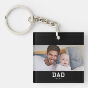 Dad Established Modern Photo Key Ring